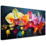 Tableau d�co orchid�es color�es fleurs 100x50