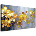 Tableau d�co orchid�es dor�es fleurs glamour 80x40
