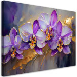 Tableau d�co orchid�es peintes fleurs violettes 60x40