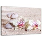 Tableau d�co orchid�e pierres spa zen 100x70