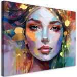 Tableau d�co portrait de femme color� 90x60