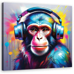 Tableau d�co singe dj pop art 30x30