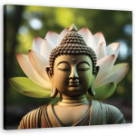 Tableau d�co statue de bouddha fleur 40x40