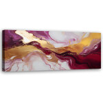 Tableau d�co texture marbr�e abstraite rouge bourgogne or 90x30