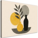 Tableau d�co vases feuilles minimalisme jaune 100x70