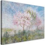 Tableau d�coratif un arbre � fleurs dans la vieille prairie 60x40