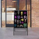 Tableau d'�criture led - 60 x 80 cm - tableau publicitaire lumineux - avec cadre a - t�l�commande et ...