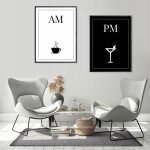 Tableau encadr 33x43cm diptyque ensemble de 2 tableaux boisson au caf minimalisme p1191