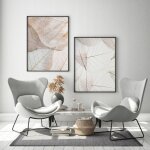 Tableaux encadrs 53x73cm diptyque lot de 2 tableaux beige blanc feuilles p714
