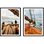 Tableau encadr� 53x73cm diptyque ensemble de 2 tableaux navire yacht mer p2138