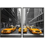 Tableau encadr 53x73cm diptyque ensemble de 2 tableaux new york new york taxi p761
