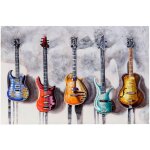 Hhg - jamais utilis] tableau  l'huile 3d, guitares, peint  la main  100%, toile de dcoration murale ...