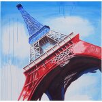 Hhg - jamais utilis] tableau  l'huile, tour eiffel tricolore, peint  la main  100%, toile de dcoration ...