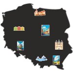 Tableau magn�tique autocollant carte de la pologne avec aimants de voyage 48x52