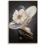 Tableau moderne wien hat - a - femme �l�gante 62x92 cm cadre bois et m�tal