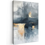 Tableau sur toile art - gris - or - abstrait cadre d�coration murale 40x60 cm