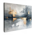 Tableau sur toile art - gris - or - abstrait tableau d�coration murale salon tableaux muraux 80x60 cm ...