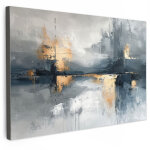 Tableau sur toile art - gris - or - abstrait toile peinture grand format xxl 150x100 cm