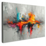Tableau sur toile art moderne - orange - gris - abstrait d�co chambre tableau 60x40 cm