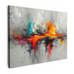 Tableau sur toile art moderne - orange - gris - abstrait d�coration murale 40x30 cm
