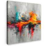Tableau sur toile art moderne - orange - gris - abstrait impression sur toile 20x20 cm