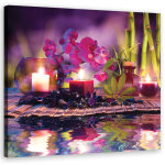 Tableau sur toile bougie spa violette orchid�e 40x40