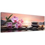 Tableau sur toile design zen rose 90x30