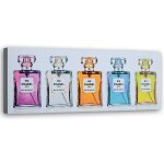 Tableau sur toile, flacons de parfum colorés - 120x40 Tableau sur toile, flacons de parfum colorés - 120x40