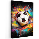 Tableau sur toile football - peinture - couleurs - noir - blanc tableaux art d�coratif 80x120 cm