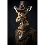 Tableau sur toile girafe �l�gante avec chapeau haut - de - forme 80x120 cm - impression sur toile murale ...