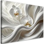 Tableau sur toile tableau sur toile orchid�e blanche et abstraction 3d 100x70