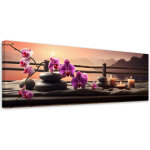 Tableau sur toile pierres d'orchid�es orientales 90x30