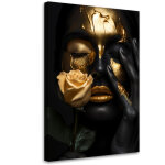Tableau sur toile tableau sur toile visage en or d'une femme glamour 70x100