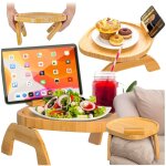 Plateau de table d'appoint pour canap�, fauteuil, en bambou, support pratique pour tablette