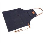Tablier � bretelles en denim avec sangle en cuir, uniforme de cuisinier pour boulanger barman bbq chef ...
