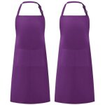 Tabliers de chef pour femmes et hommes en coton uni avec 2 poches
