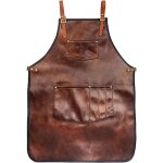 Tablier de chef pour hommes femmes tablier en cuir imperm�able avec poches sangles crois�es pour cuisine ...
