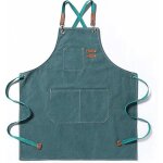 Tablier de chef, tablier de jardinage en toile de coton avec grandes poches pour hommes et femmes, bavoir ...