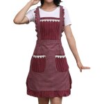 Tablier de cuisine rouge � poches pour femmes, confortable pour activit�s culinaires
