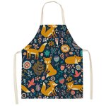 Tablier en lin � motif renard de la jungle, r�sistant aux taches pour la cuisine et la maison, bavoir ...