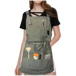 Tablier tablier professionnel en toile avec poches femme homme adulte, vert arme, ajustable