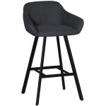 Tabouret avec assise rembourr�e gris fonc� et pieds en m�tal noir - rory