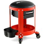 Tabouret d'atelier pneumatique avec 4 roulettes universelles plateau à outils siège rembourré 40 x 40 ... Tabouret d'atelier pneumatique avec 4 roulettes universelles plateau à outils siège rembourré 40 x 40 ...