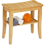 Relaxdays tabouret en bambou, hxlxp: 45, 5 x 48 x 25 cm, charge : 150 kg, banc en bois avec pieds antidrapant ...