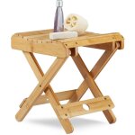 Tabouret bambou pliant dco salle de bain rsistant  l'humidit marchepied sdb hlp 31, 5x27, 5x28, 5cm, ...