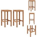 Tabourets de bar lot de 2 bois de teck massif - tabouret de bar - tabourets de bar - chaise haute - mobilier ...