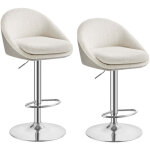 Tabouret de bar lot de 2 chaise de cuisine r�glable en hauteur pivotant � 360� avec dossier socle repose ...