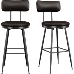 Tabouret de bar, lot de 2, chaise de cuisine avec si�ge rembourr�, pu avec coutures, style moderne mi ...