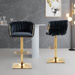 Tabourets de bar lot de 2, chaises hautes r�glables avec dossier et repose - pieds, assise en velours ...