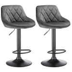 Tabourets de bar, lot de 2 chaises hautes, siges pour cuisine, revtement velours, repose - pieds, strucutre ...